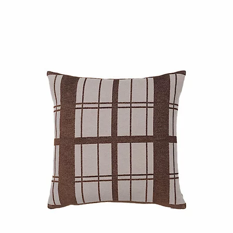 Broste Copenhagen Chequer Kussen Bruin Incl Vulling - W50XL50CM - Afbeelding 2