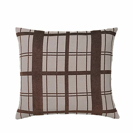 Broste Copenhagen Chequer Kussen Bruin Incl Vulling - W60XL60CM - Afbeelding 2