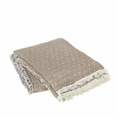 Broste Copenhagen Paula Plaid Beige/off White - 130x180cm - Afbeelding 2