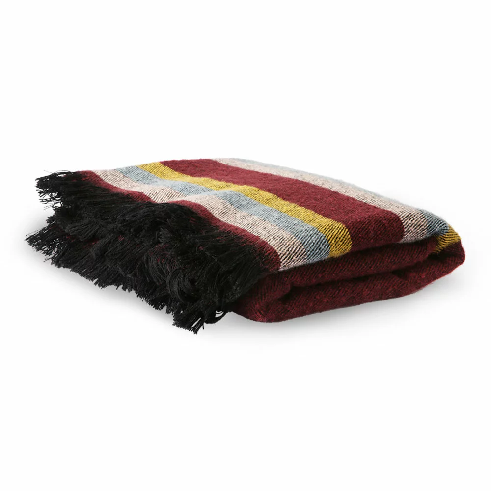HKliving Fluffy Plaid DORIS - Burgundy 130x170cm - Afbeelding 3