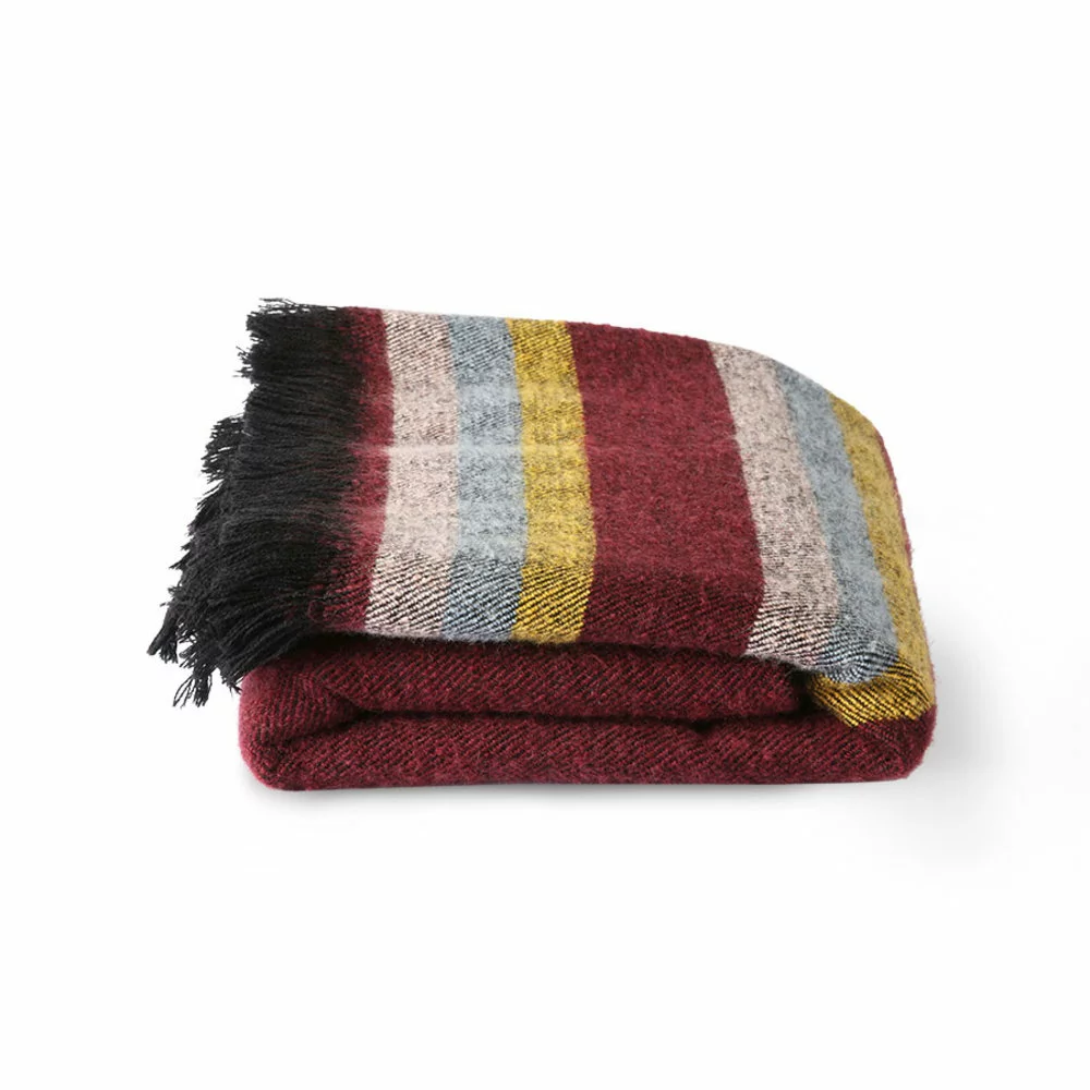 HKliving Fluffy Plaid DORIS - Burgundy 130x170cm