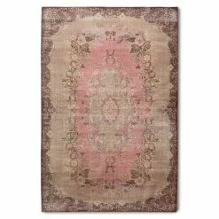 HKliving Geknoopt Floral Pink Vloerkleed - TTK3082