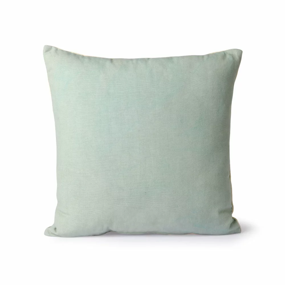 HKliving Gestreept Velvet Kussen - Mint/groen 45x45cm - Afbeelding 2