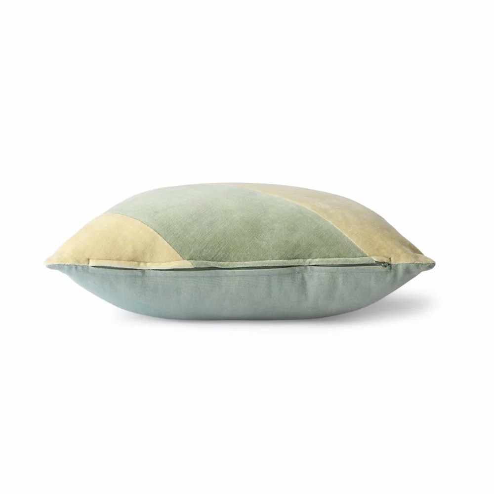 HKliving Gestreept Velvet Kussen - Mint/groen 45x45cm - Afbeelding 3