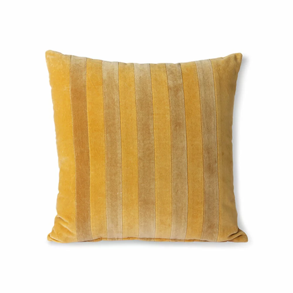 HKliving Gestreept Velvet Kussen - Oker/goud 45x45cm