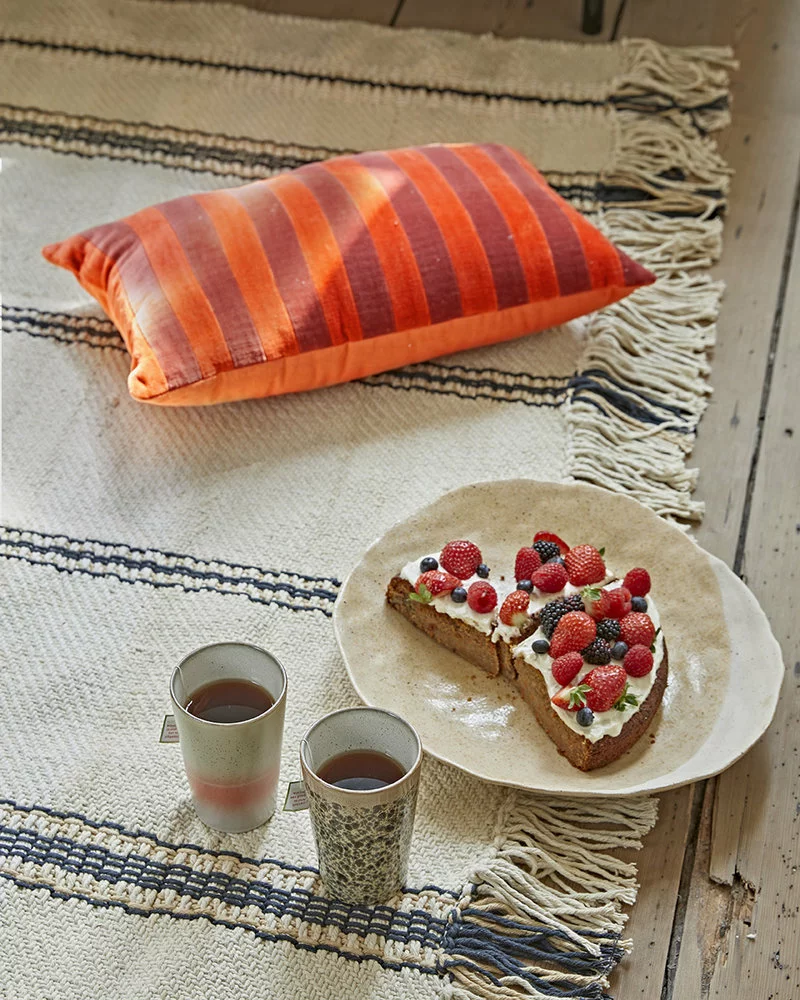 HKliving Gestreept Velvet Kussen -rood/bordeaux 30x50cm - Afbeelding 4