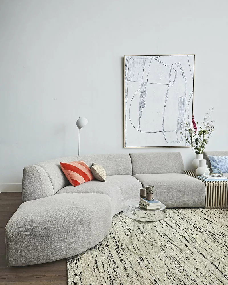 HKliving Graphic Embroidered Kussen -ijsblauw 35x50cm - Afbeelding 3