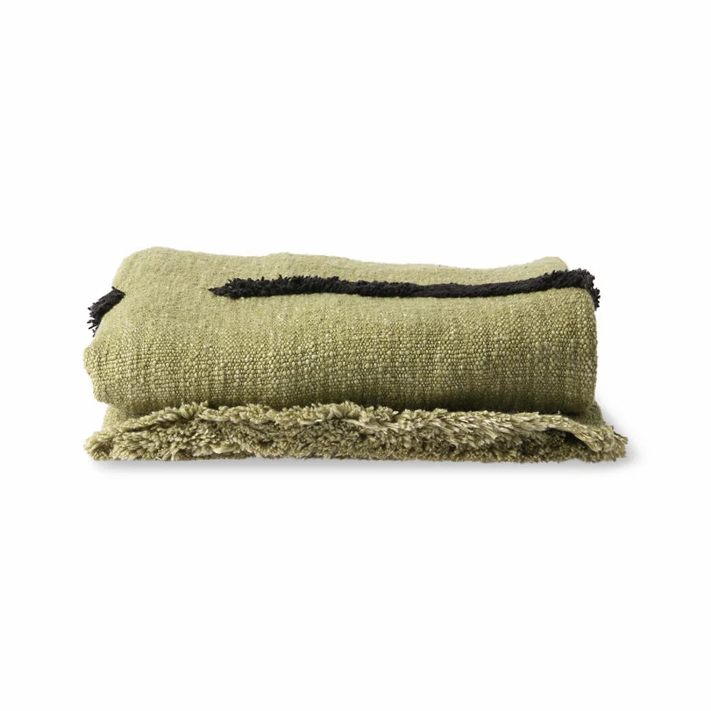 HKliving Tufted Plaid - Pistachio/zwart 130x170cm