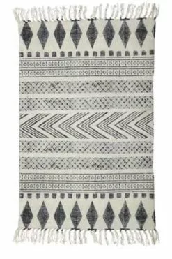 House Doctor Block Vloerkleed Katoen Wit Grijs 90x200