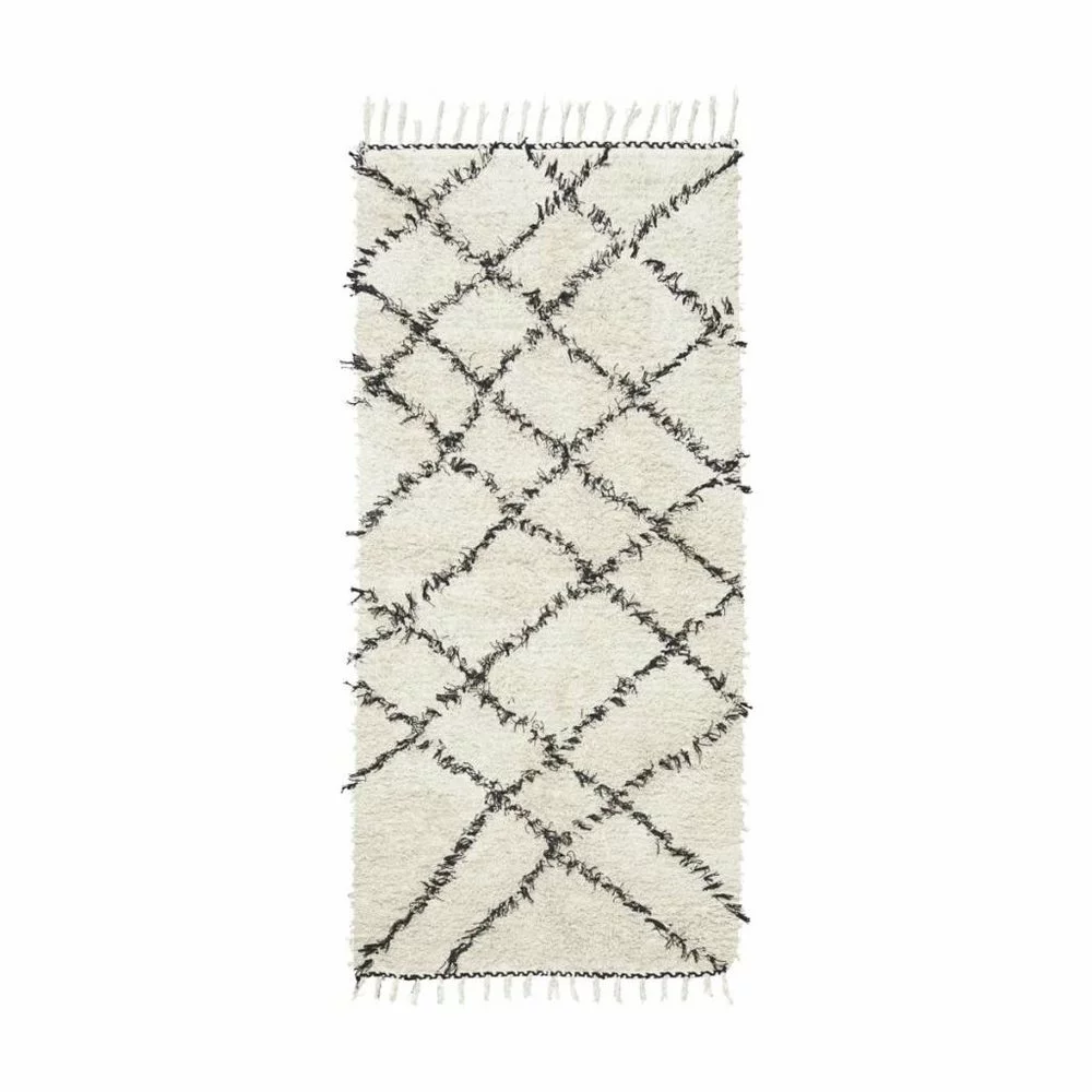 House Doctor Riba Vloerkleed 90x200 Cm Katoen Wit En Zwart