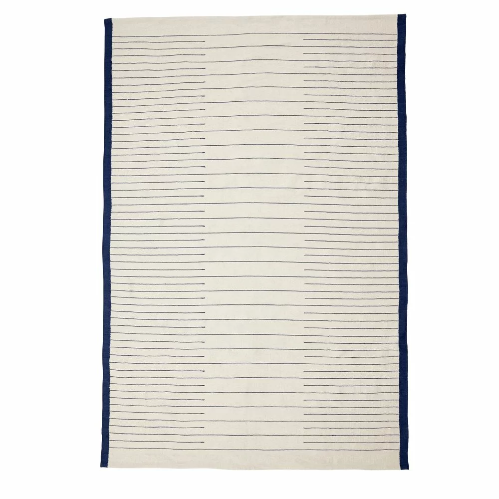 Hubsch Geweven Vloerkleed - Blauw/wit