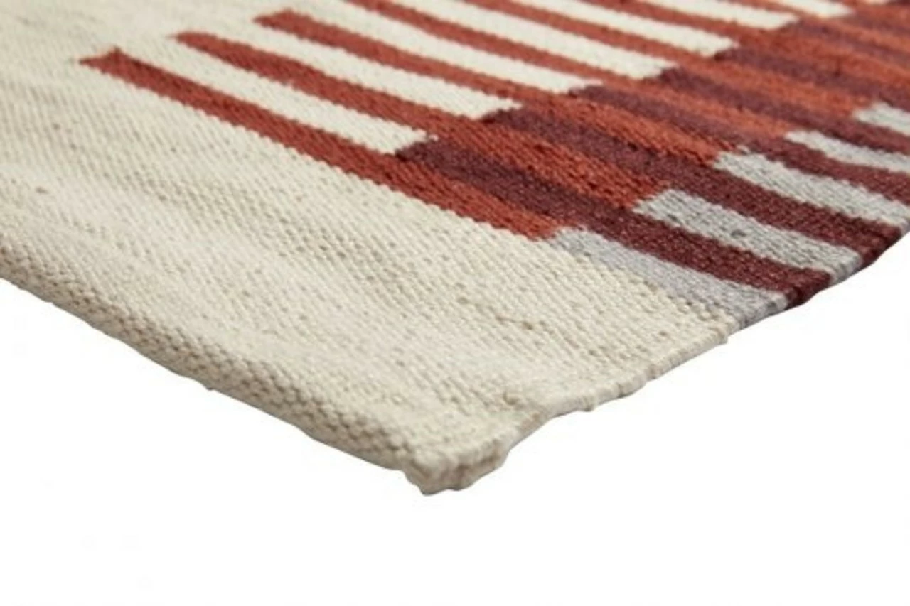 Hubsch Vloerkleed Polyester - Beige/rood/grijs - Afbeelding 2