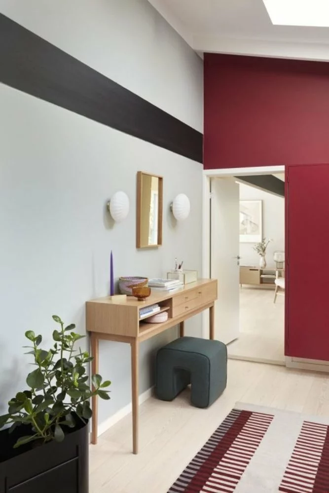 Hubsch Vloerkleed Polyester - Beige/rood/grijs - Afbeelding 3