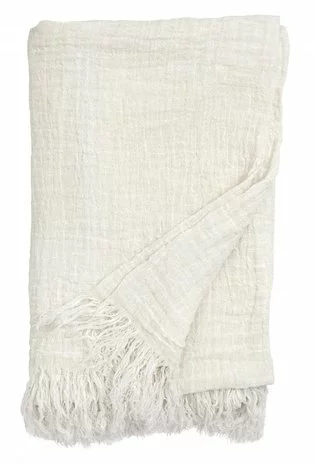 Nordal Bedsprei Met Franjes Linnen - Wit - Afbeelding 2