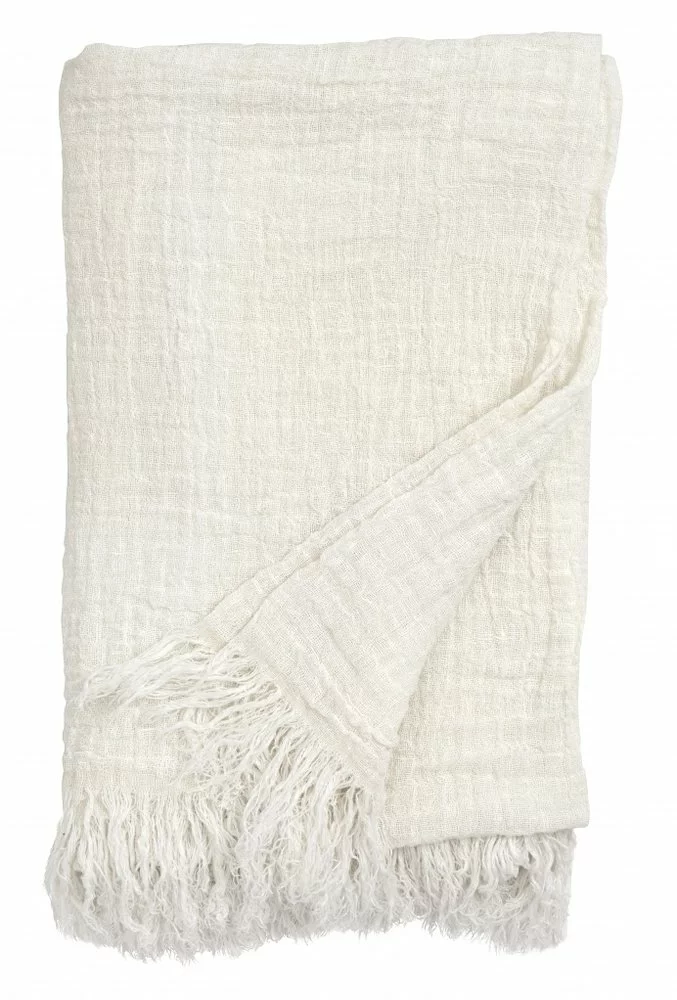 Nordal Bedsprei Met Franjes Linnen - Wit