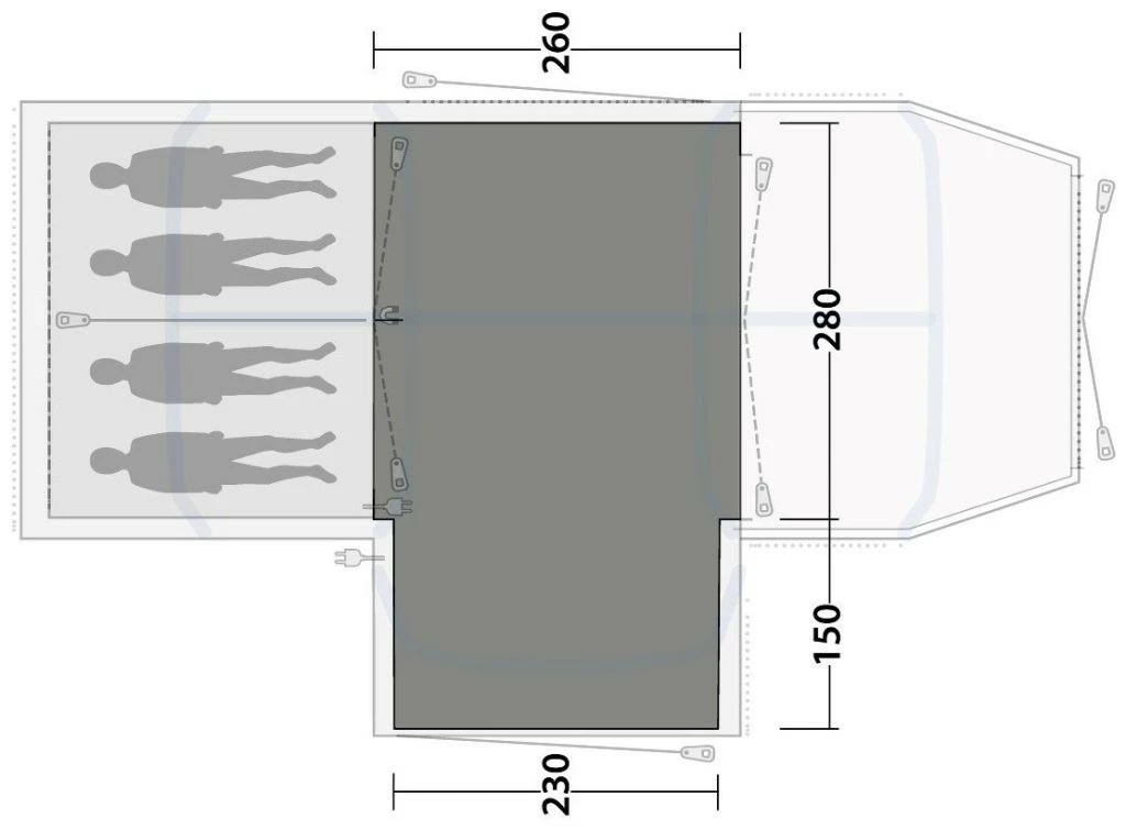 Outwell Airville 4SA Flat Woven Carpet (430 X 275 Cm) Afmeting: 260 X 450 Cm - Afbeelding 2